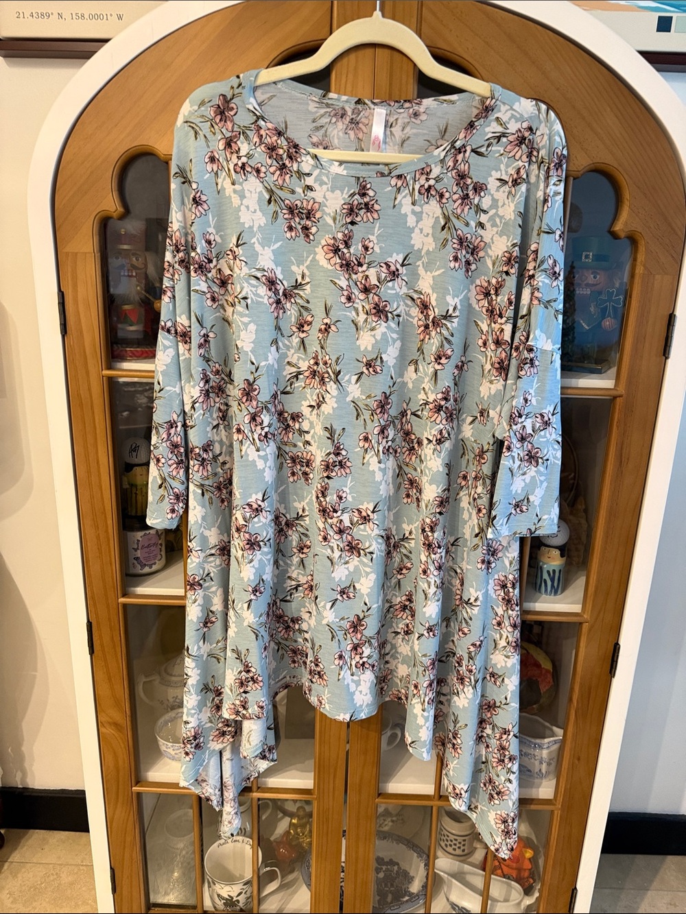 Light Blue Floral Tunic Top